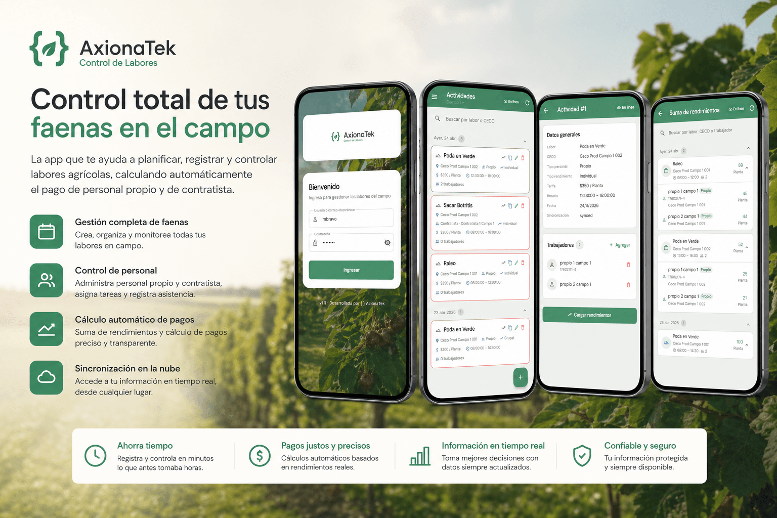 Captura de AxionaLabores, app de control de labores agrícolas